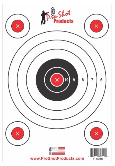 PROSHOT 9IN X 13IN 5 BULLSEYE TARGET WITH ADHESIVE BACKING - 6 PACK P1-BULLSEYE - Taurus Savings